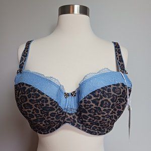 New Freya 36DDD Minx Bra Blue Leopard 36E
